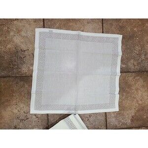 TAHARI HOME NAPKINS (8) WHITE SILVER BORDER  20 X 20 100% COTTON